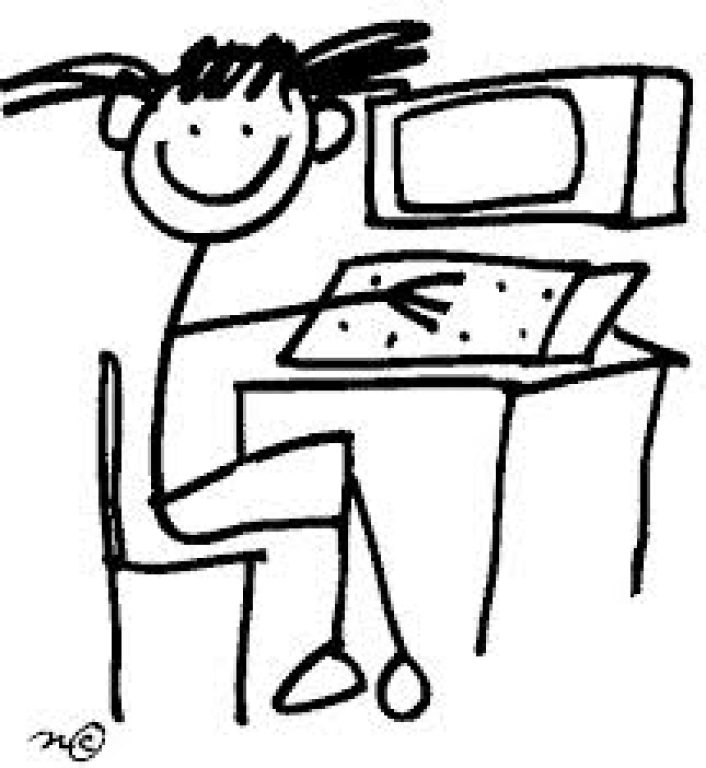 pencil drawing of a girl coding